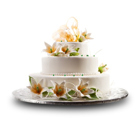 Wedding Cake over White Backgroundの写真素材