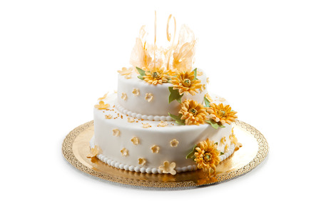 Delicious Wedding Cake Dressing with Flowersの写真素材