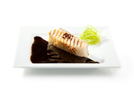 Grilled Seabass with Balsamic Sauceの写真素材