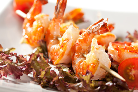 Japanese Skewered Prawns with Vegetablesの写真素材