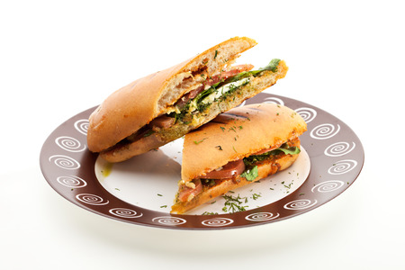 Panini - Italian Sandwich over Whiteの写真素材