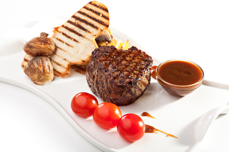 Beef Steak with Mushrooms and Sauceの写真素材