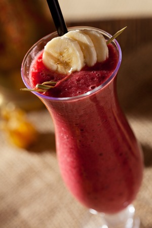 Berries Smoothie with Banana Sliceの写真素材