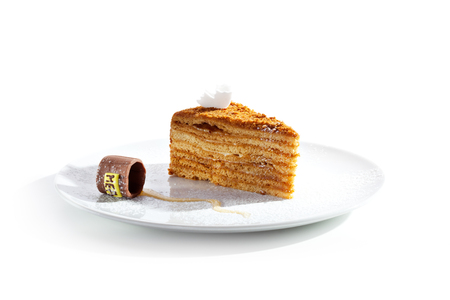 Dessert - Honey Cake over Whiteの写真素材