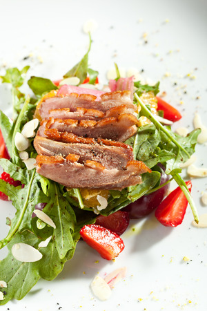Duck Salad with Fruit and Rocket Saladの写真素材