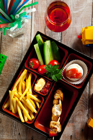 Kids Food in a Box (Bento)の写真素材