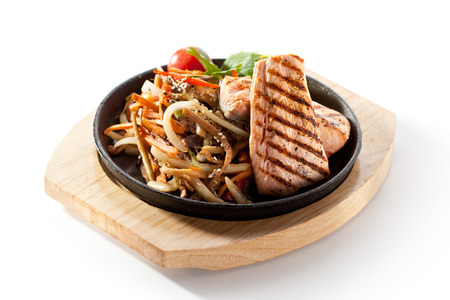 Grilled Salmon with Vegetableの写真素材
