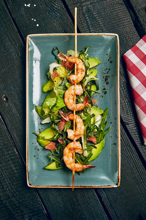 Skewered Shrimp and Avocado Salad with Grapefruitの写真素材