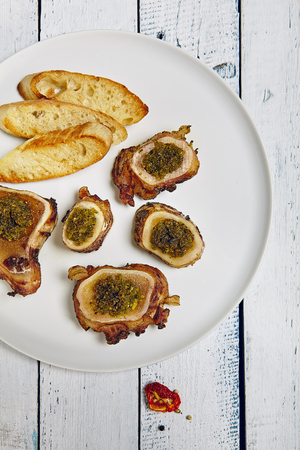 Roasted Bone Marrow with Crispy Breadの写真素材