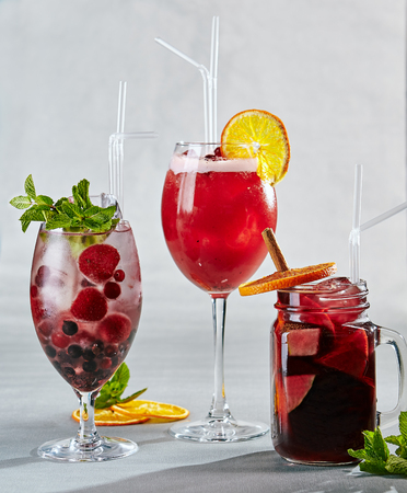 Cocktails on Gray Backgroundの写真素材