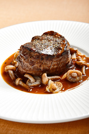 Fillet mignon meat with mushrooms