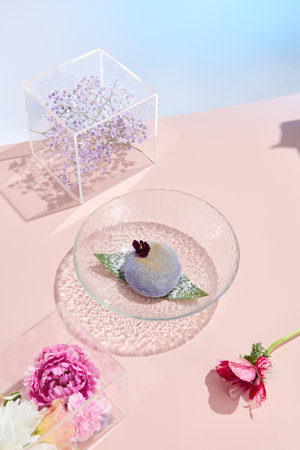 Mochi Dessert, a Delicate Sweet for Spring and Summer Menus.の写真素材