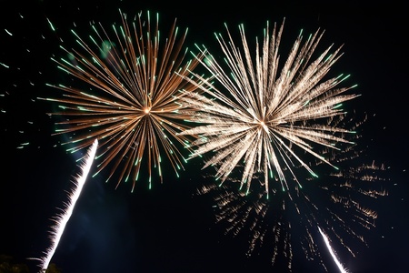 colorful fireworks in the night skyの写真素材