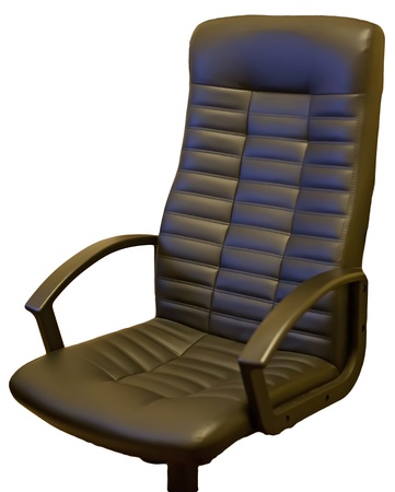 Image of black leather chair over white backgroundの写真素材