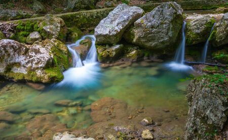 cascade in big canyon, Crimea, Ukraineの写真素材