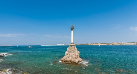 Monument to scuttled Russian ships to obstruct entrance to Sevastopol bay. One of symbols of Sevastopol.Crimea,Ukraineの写真素材