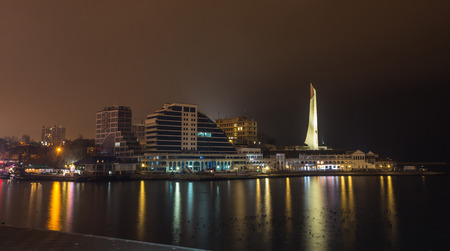 SEVASTOPOL, UKRAINE - January 31  Modern hotel on the Sevastopol bay on January 31, 2014 in Sevastopol, Ukraine  The city is situated on the banks of 25 bay, the largest of them - the Sevastopol bay のeditorial素材