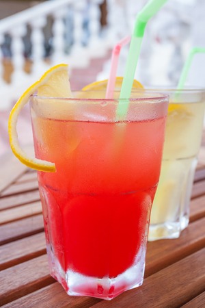 red and yellow cocktailの写真素材