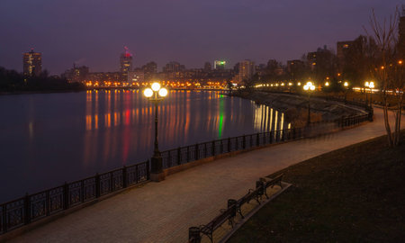 Evening shot of promenade in Donetsk の写真素材