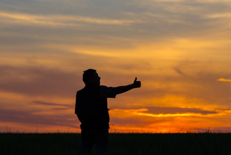 silhouette of manの写真素材