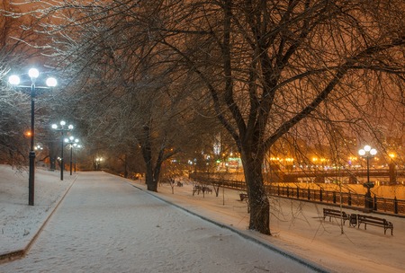River promenade in Donetsk city on a winter.の写真素材