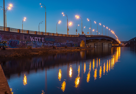 Havana bridge in Kiev at night. Ukraine.の写真素材