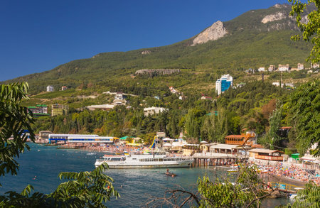 Gurzuf and Ayu Dag mountain in Crimea. Ukraineの写真素材
