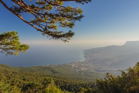 aerial view of Crimea coastline near Yaltaの写真素材