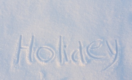 Holidey greetings written on the wite snowの写真素材