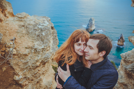 couple in love relaxing, mountain Coast Crimea, Ukraineの写真素材