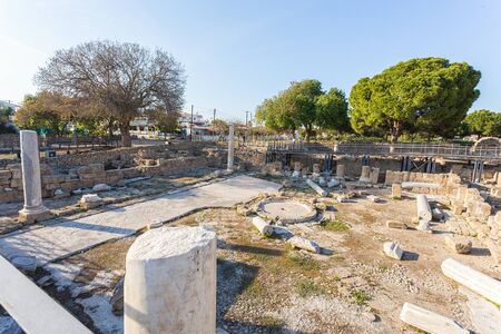 Ruins of the Panagia Chrysopolitissa Basilica in Paphos, Cyprusの写真素材