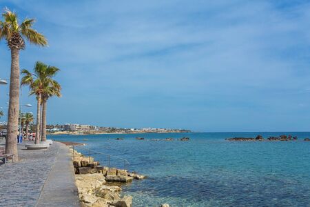 View of embankment at Paphos Harbour - Cyprusの写真素材