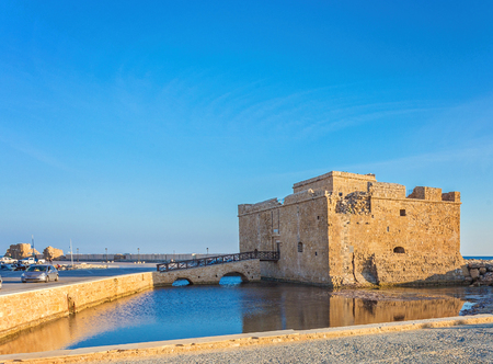 Late afternoon view of the Paphos Castle Paphos, Cyprusの写真素材