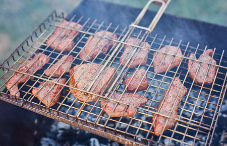 Grilling time Grill, garden, green grass and good weatherの写真素材
