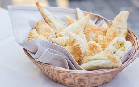 Composition with variety of baking products on wooden tableの写真素材