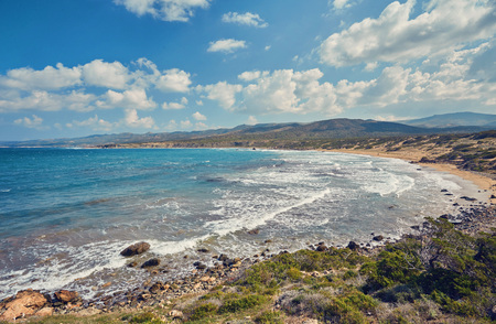 a rocky shore on akamas peninsula in cyprusの写真素材