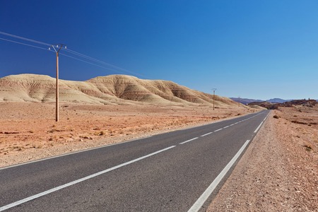 Road in the Atlas Mountains, south of Moroccoの写真素材