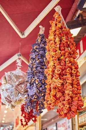 Colorful spices at spice bazaar in Istanbul, Turkeyの写真素材