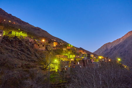 Night at Imlil town Atlas Mountains Moroccoの写真素材