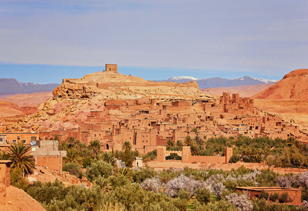 Town of Ait Ben Haddou near Ouarzazate on the edge of the Sahara Desert in Morocco.の写真素材