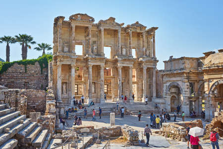 EPHESUS, TURKEY - APRIL 26, 2018: Ruins of the library of Cicero in Ephesus.のeditorial素材
