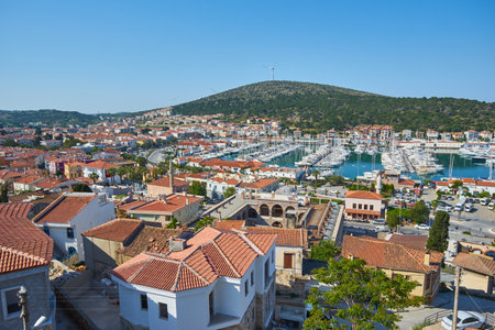 View of Cesme from the castle, Turkeyのeditorial素材
