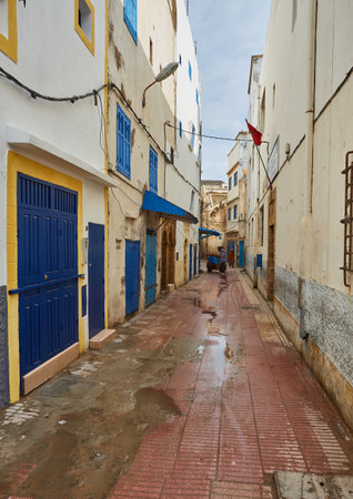 Essaouira, Morocco - February 12, 2017: colorful streets of essaouira maritime town, moroccoのeditorial素材