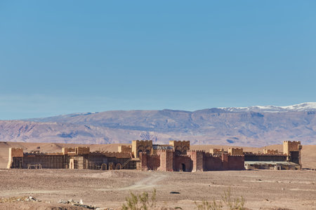 OUARZAZATE, MOROCCO - FEBRUARY 7, 2017: Atlas Studios, one of the largest movie studios in the world, in terms of land area - statues by entranceのeditorial素材