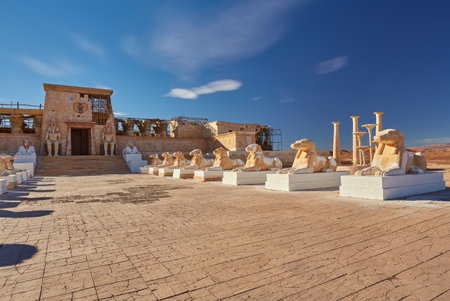 OUARZAZATE, MOROCCO - FEBRUARY 7, 2017: Egyptian stage set in Atlas Film Studios Where Films Like Gladiator and Mummy Were Filmed.のeditorial素材