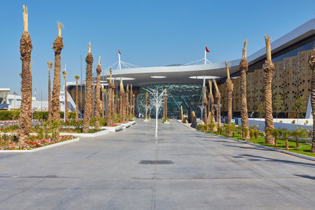 MARRAKESH, MOROCCO - FEBRUARY 15, 2017: front modern facade of aeroport Marrakech Menara in Tensift-El Haouz region.のeditorial素材