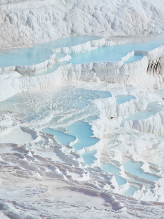 Natural travertine pools and terraces at Pamukkale, Turkey. Pamukkale, meaning cotton castle in Turkishの写真素材