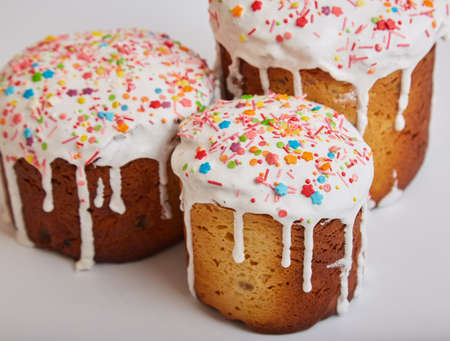 Easter Cakes - Traditional Kulich, Paska Easter Bread. Traditional easter springの写真素材
