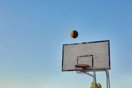 street basketball board with the blue skyの写真素材