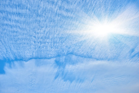 White fluffy clouds in the blue sky